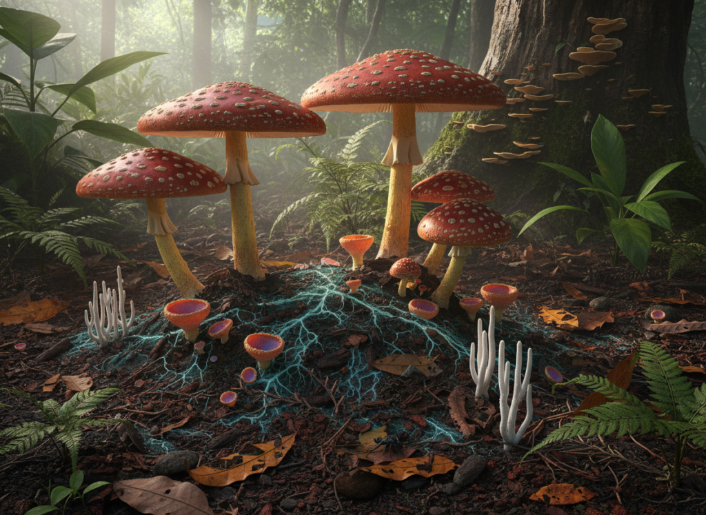 A Fungi Entire Organism With The Mycelium And Any Fruiting Bodies And Everything Firfly Nano